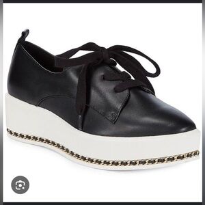 Karl Lagerfeld Black and White Platform Shoes with Studded Sole